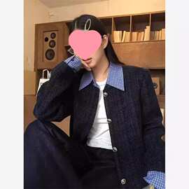 小仙倪子韩系温柔小香风女早秋新款单排扣假两件外套显瘦气质上衣