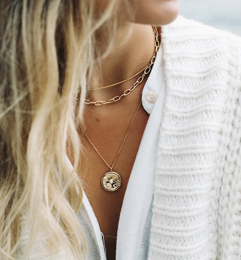 Daily Occasion 925 Sterling Silver Material Conch, Coral, Shell Pattern 925 Sterling Silver Conch Coral Shell Pearl 18K Gold Plated Pendant Necklace