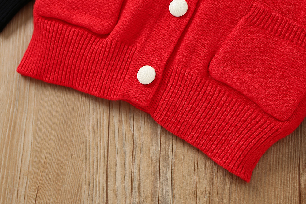 Mädchen Pullover Rock 2023 Herbst/Winter Neue Modische Lange ärmeln Western Strick Top Flare Hosen kinder Zwei_voghion.com