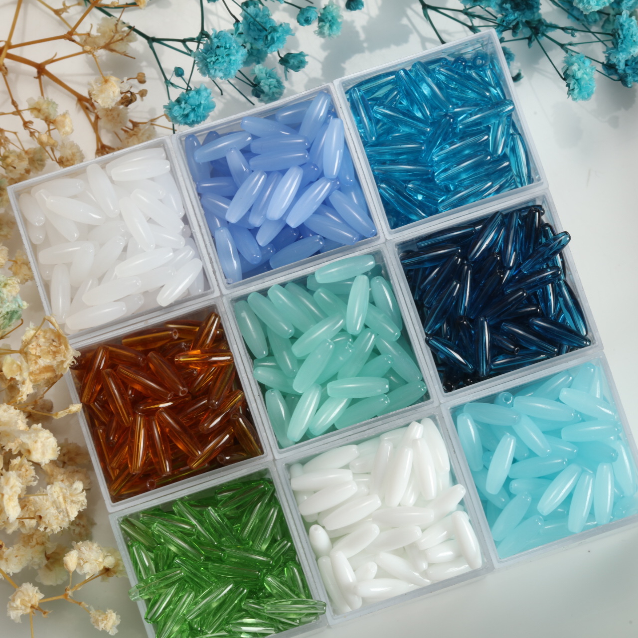 3x11mm玻璃长梭珠橄榄珠米珠本色散珠串珠手链隔珠DIY饰品配件