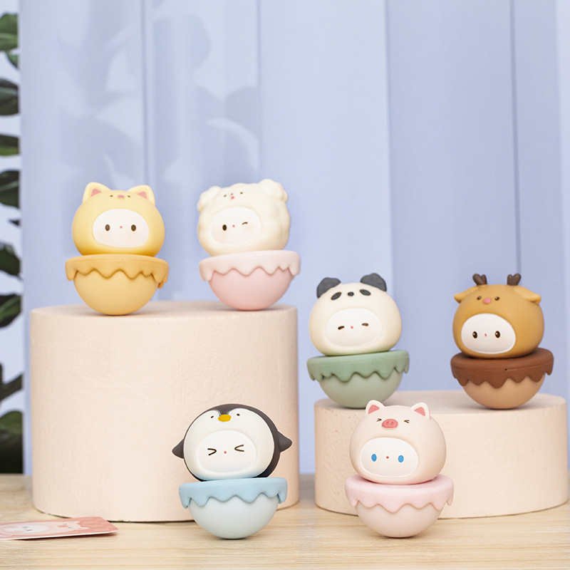 软fufu萌宠不倒翁卡通迷你摆件儿童生日礼物家居桌面装饰学生礼品
