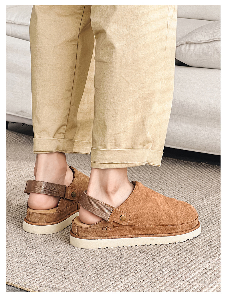 Dames halve slippers van echt leer ademend met dikke zool_voghion.com