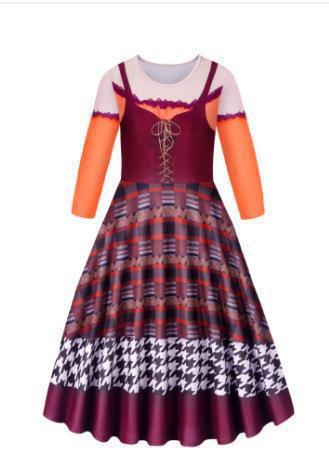 2023アマゾンの爆発的なハロウィーンの子供のワンピースの長袖の王女のスカートのドレスの長い女の子のスカート|undefined