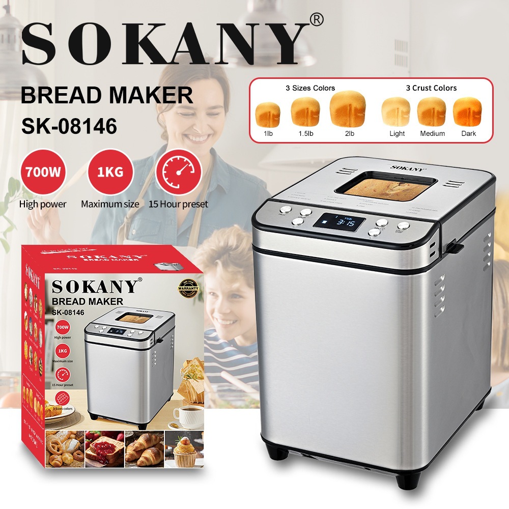 Cross-border SOKANY08146 bread maker, automatic and intelligent bread-making machine for breakfast, bread baking machine
