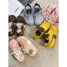 轻便软底~丑萌德训鞋女2025春夏新款双色鞋带休闲ins百搭阿甘鞋