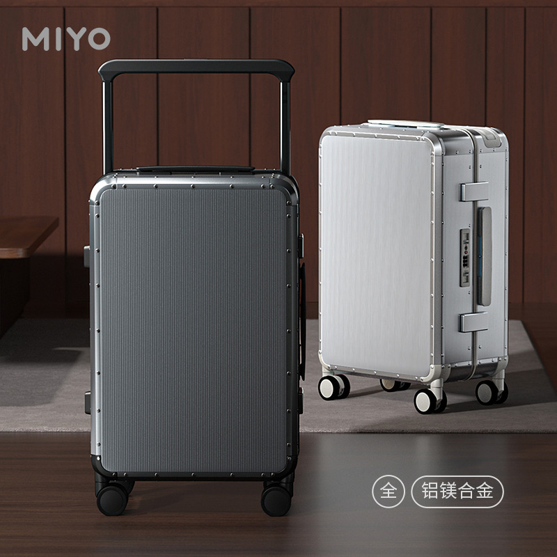 MIYO All-Aluminum Magnesium Alloy Luggage Case 2025 New Model: Wide Trolley Rod, Large Capacity, Business Carry-on Travel Case with Combination Lock