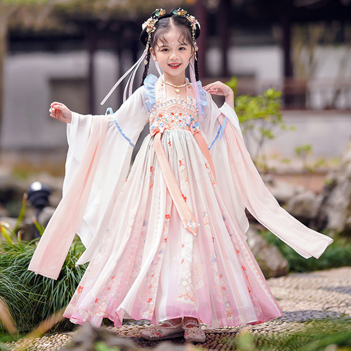 Girls hanfu children Chinese wind Ru skirt fairy girl antique tang suit oversized sleeve shirt dress 