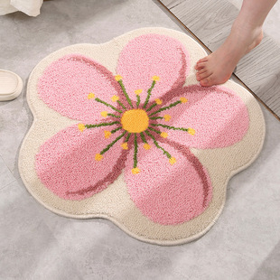 Cross-Border Small Fresh Imitation Cashmere Plant Petals Entrance Door Mat Study Office Decorative Floor Mat Entrance Stain-Resistant Foot Mat