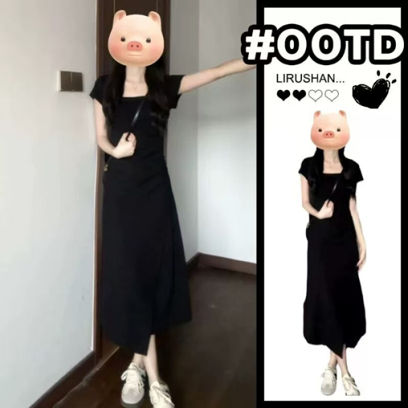 夏季法式气质灰色连衣裙子女装早春新款高级感小个子显瘦长裙|undefined