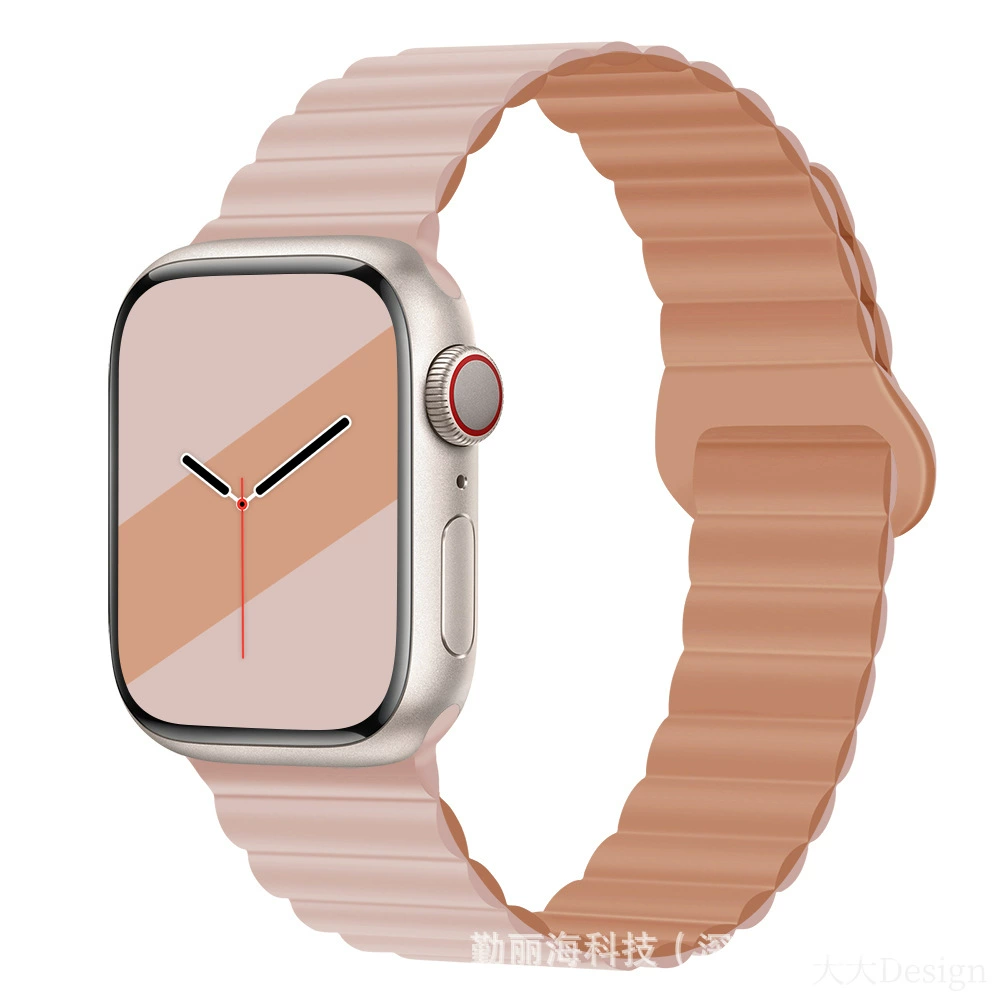 Силиконовый магнитный ремешок для Apple Watch iWatch 10/AppleWatch 9, двухцветный, размеры 38/40/41 & 42/44/45/49 мм