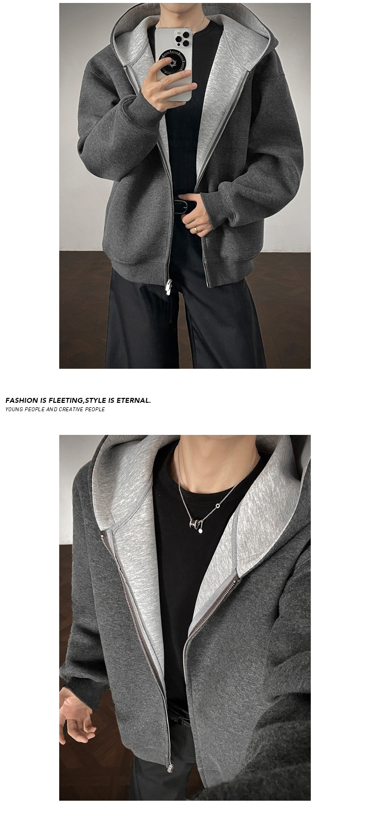 Felpa con cappuccio patchwork pesante da uomo oversize_voghion.com