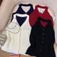 Real Shot Sleeveless Knitted Cardigan Hanging Neck Vest 2025 Summer New Design Sense Niche All-match Top Trendy