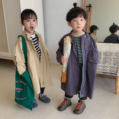 Children's coat mid-length boys' autumn wear girls' windbreaker  new spring and autumn Korean style style baby tops