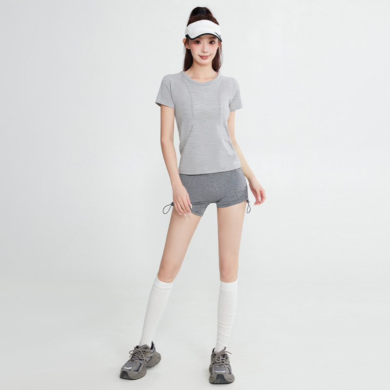 运动短袖瑜伽服女夏季快干透气跑步普拉提瑜伽服健身上衣运动套装|undefined