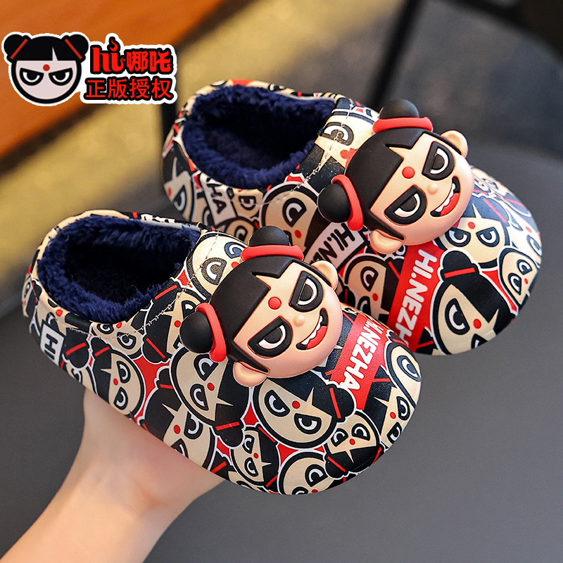 2025 nuevo Nezha bolsas de invierno para niños zapatos de tacones de algodón para niños y niñas calientes de terciopelo impermeable para niños y niños traposas de algodón