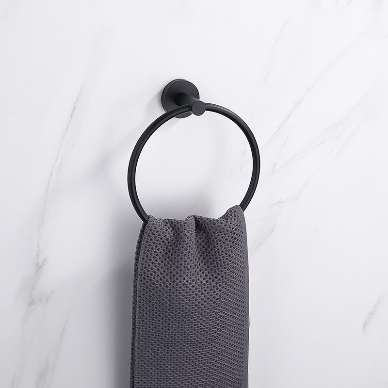 北欧304不锈钢浴室毛巾架酒店卫生间壁挂黑色毛巾杆卫浴双杆套装