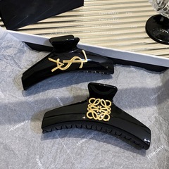 2025法式黑色优质不易摔抓夹后脑勺夹蝴蝶结罗家轻奢发夹小众发饰