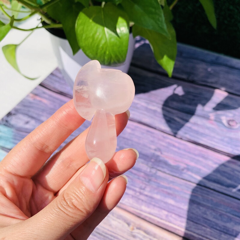 天然水晶黑曜石 粉晶原石雕刻水晶斧头摆件 图 3