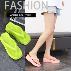 Summer Fashion Women's Ins Thick Bottom Non-Slip Herringbone Slippers with Sloped Heel and Toe Sensation EVA Shoes