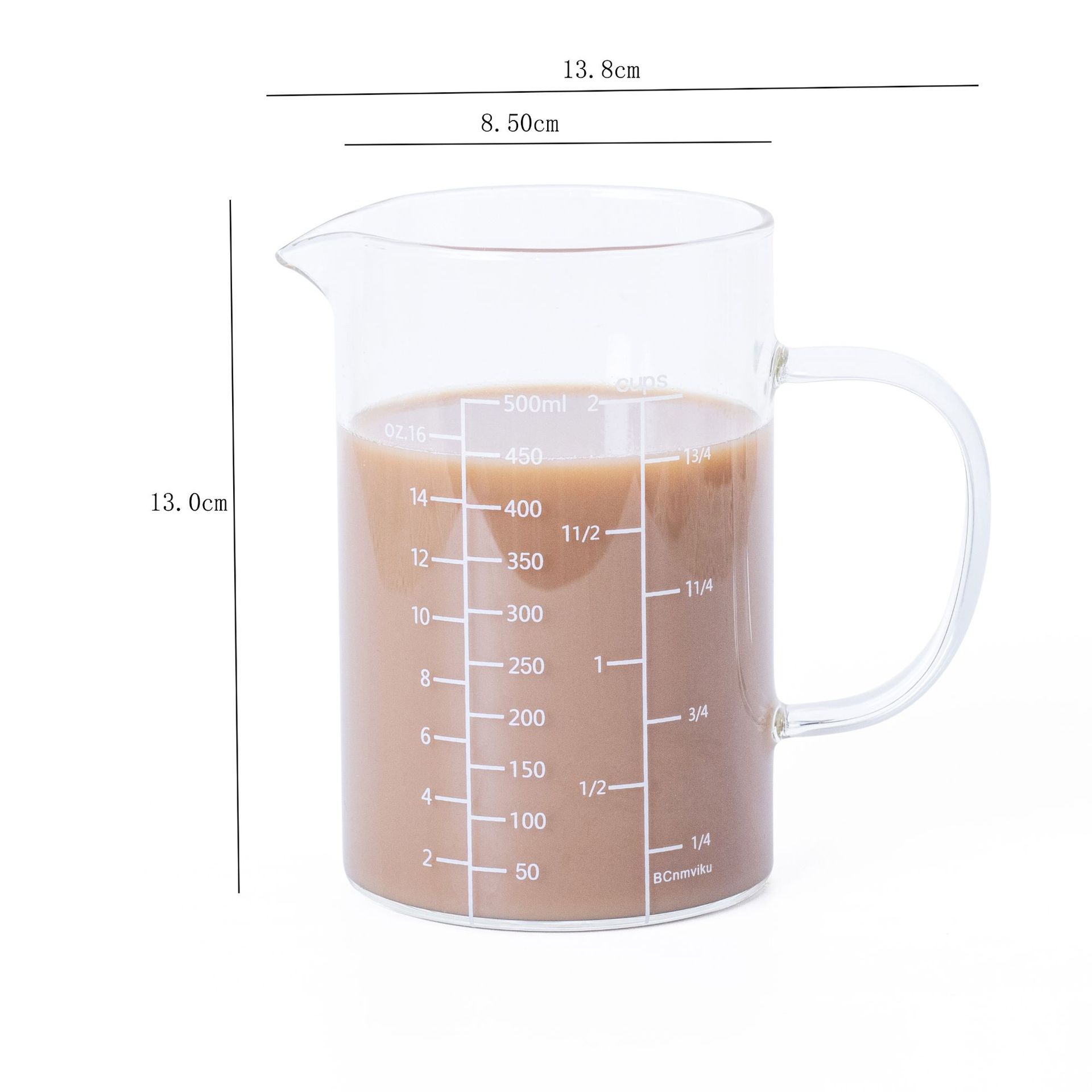 500 ml 1000 ml 16 onzas de vidrio de alta temperatura resistente al calor de borosilicato con vidrio de mango