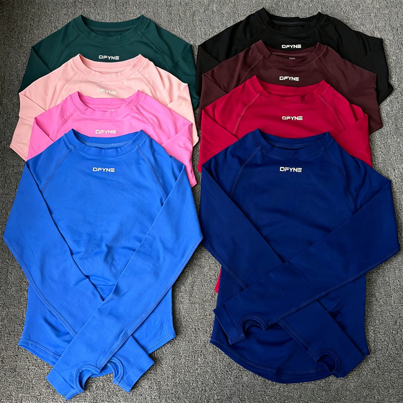 Dfyne Tight-Fitting Long-Sleeved High-Elastic Breathable Slimming Look Round-Neck Sports Top Pilates Fitness Yoga Long-Sleeved T-Shirt for Women Dfyne Tight-Fitting Long-Sleeved High-Elastic Breathable Slimming Look Round-Neck Sports Top Pilates Fitness Yoga Long-Sleeved T-Shirt for Women