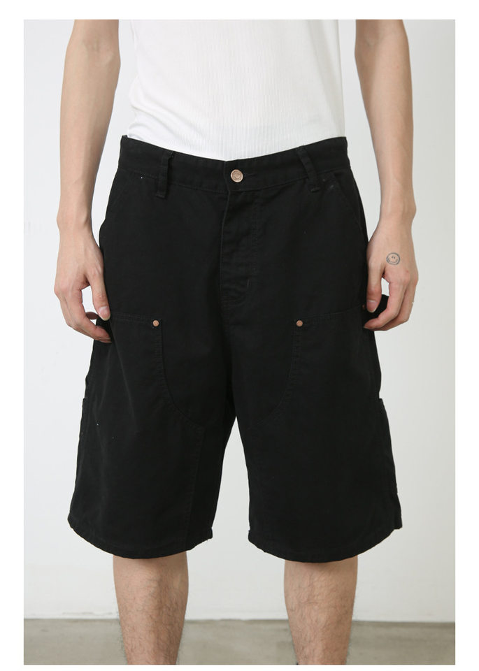 Quần short nam denim ống rộng , lưng cao thoải mái mặc mùa hè — Màu cà phê, Màu xanh lá, Màu đen chi tiết 17