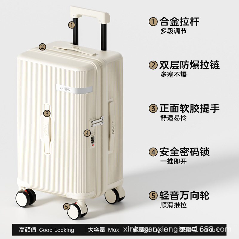 Maleta de gran capacidad de 28 pulgadas con ruedas giratorias para mujer, elegante, con contraseña, para viaje, para estudiantes, de 24 pulgadas