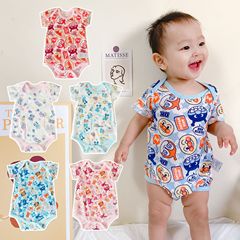 2023 Summer Baby Bodysuit for Infants and Toddlers, Cotton Onesie with Half-Sleeves, Triangular Diaper Cover, Short Climbing Suit, Thin