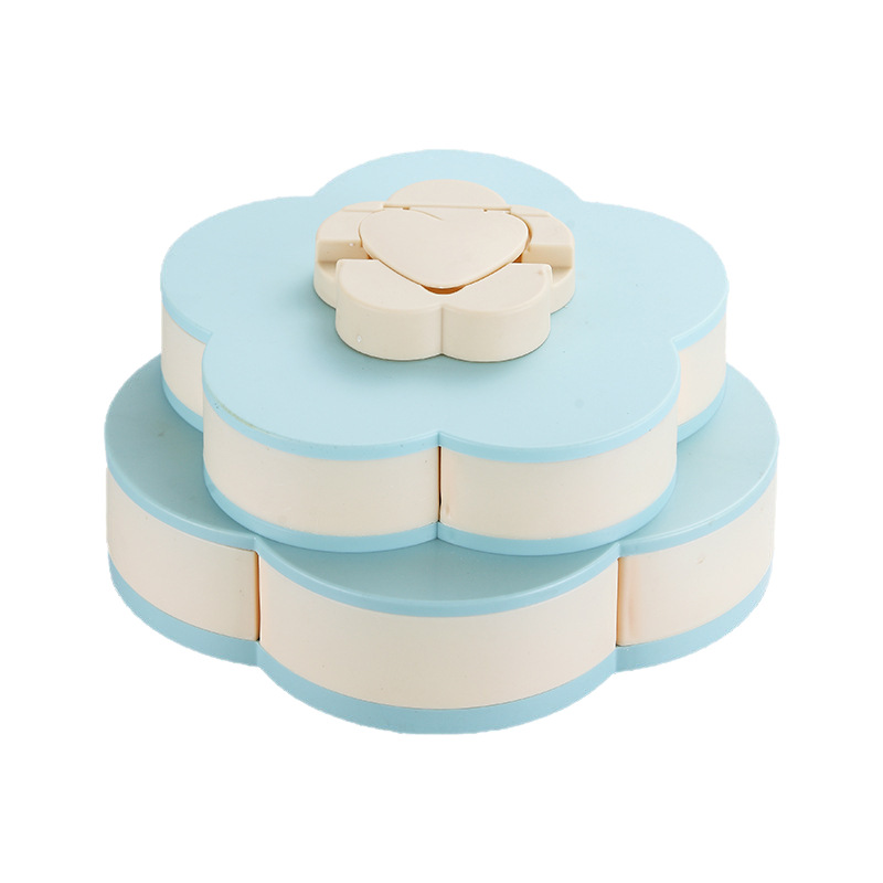 Factory direct European-style tremolo double-layer rotating candy box Huayang lotus fruit box New Year's candy fruit plate fruit plate