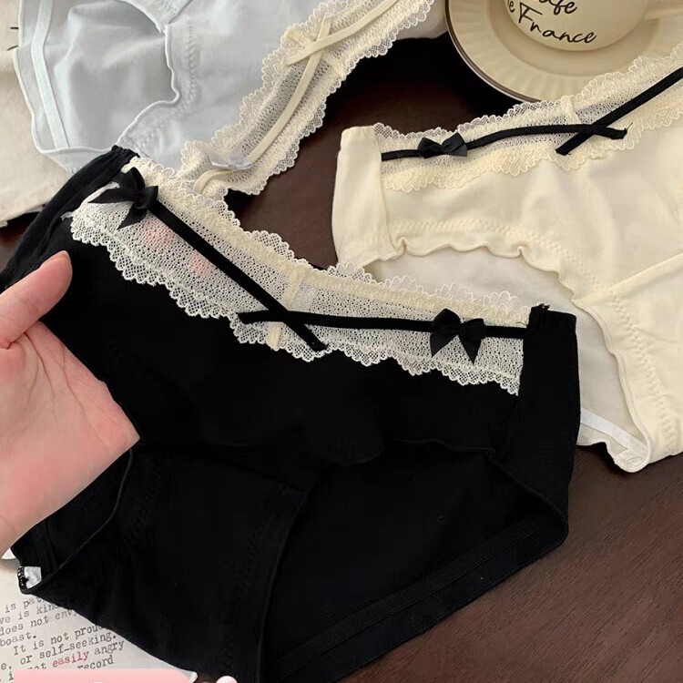 Pure Desire Sexy Lace Pure Cotton Class a Underwear Women's Low Waist Large Size Japanese Style Sweet Cotton Crotch Underwear Women
