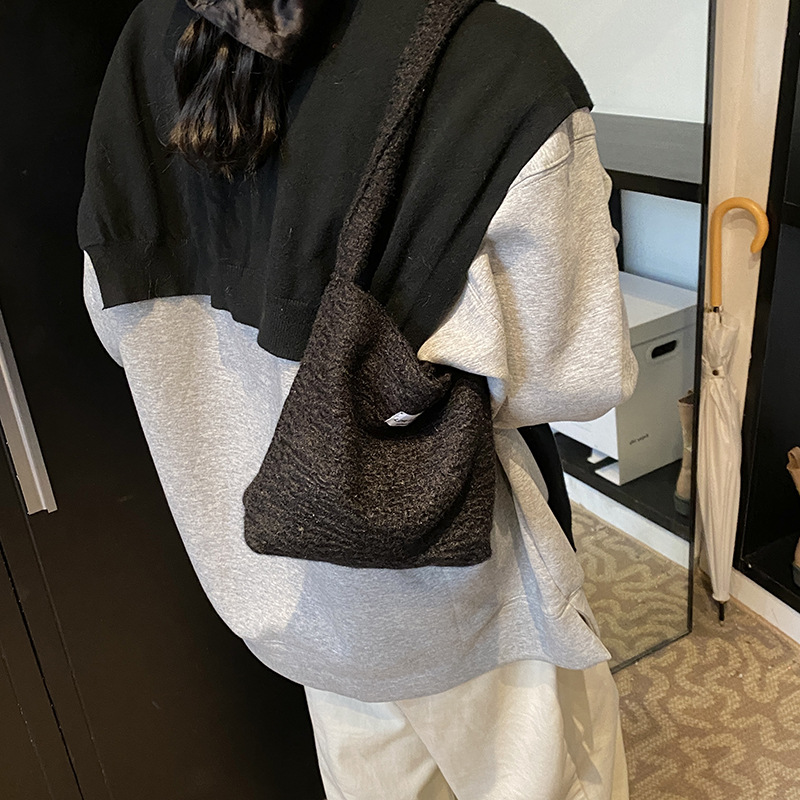 Invierno lana coreana 2024 nueva moda alta sensación de lujo ligero bolso brazo bolso de hombro bolso de mujer