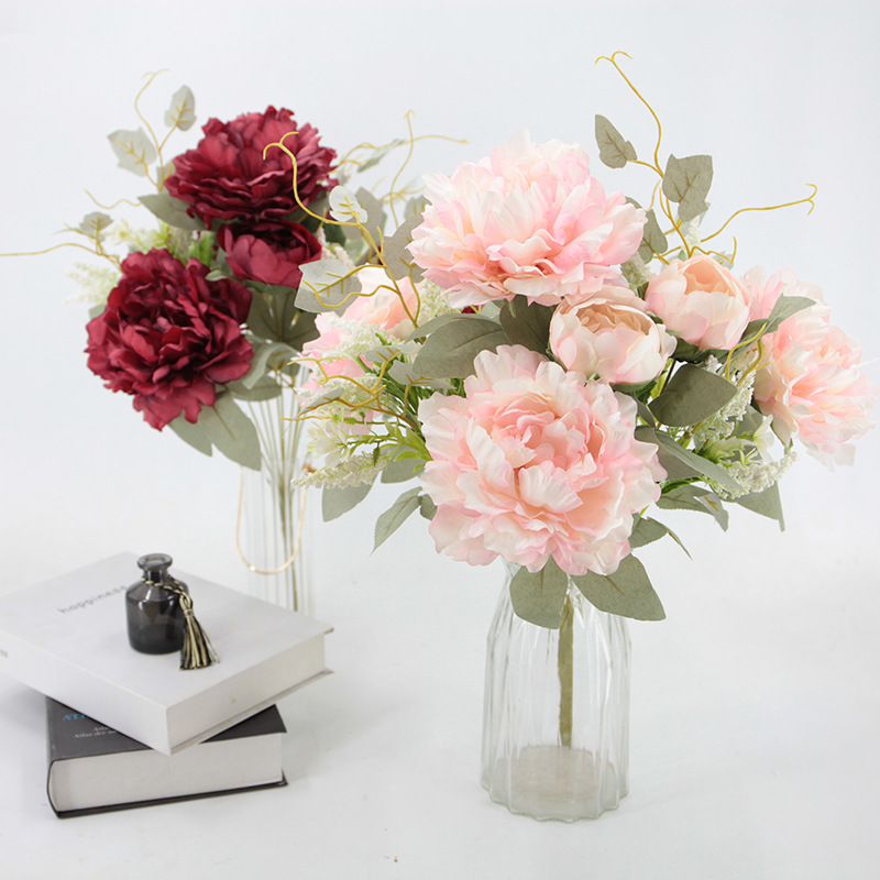 Simulación de un montón de peonías decoración del hogar flores artificiales flores imitación fotografía apoyos flores de seda al por mayor