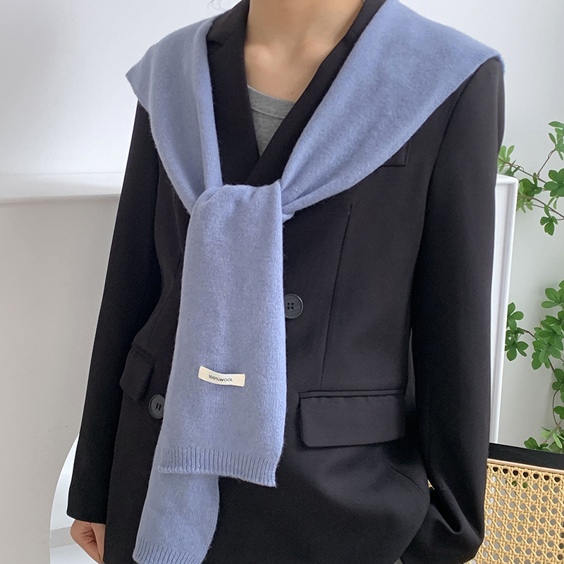 Tejido de lana pura con un chal de aire acondicionado de mujer cuello falso decoración bufandas de nudos hombros cálidos manteniendo el cuello