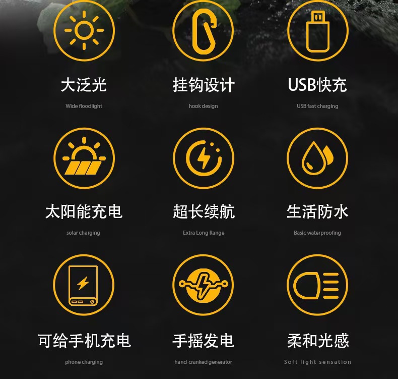 Multifunctional Emergency Flashlight, Solar-Powered Charging Model, Two-In-One Outdoor Emergency Power Bank, Portable Flashlight