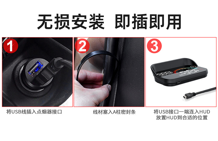 Car-Mounted M22 Gps Hud Head-Up Display, Universal Speedometer, Compass, and Projector for All Vehicles