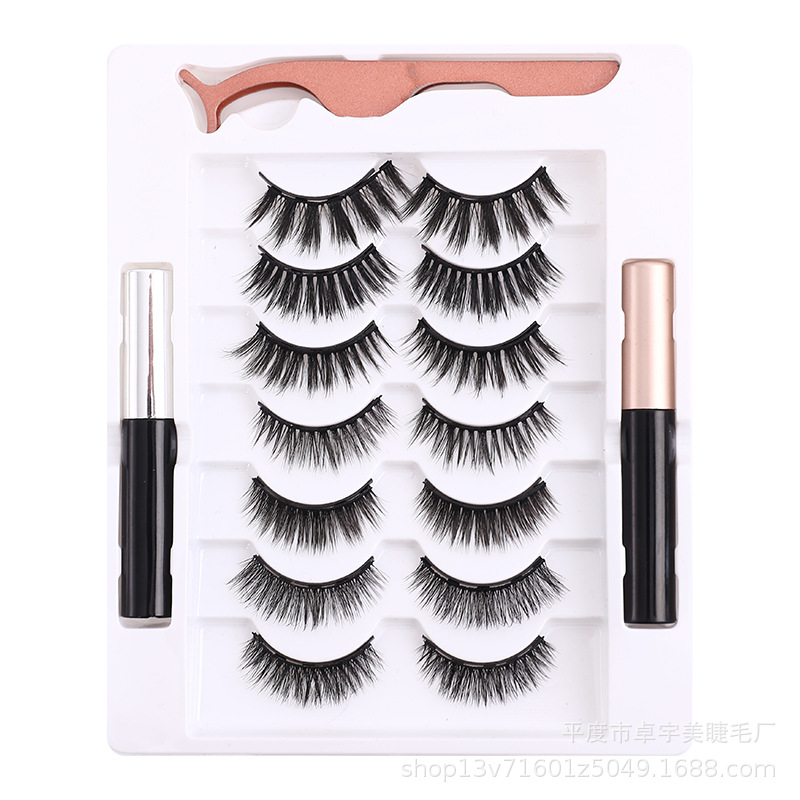 Transfronterizo siete pares de delineador magnético imán pestañas falsas traje de succión magnética pestañas falsas fábrica al por mayor