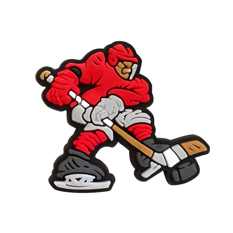 Nuevos zapatos con agujeros de dibujos animados deportivos de hockey sobre hielo, zapatos, zapatos, botones, ropa deportiva, accesorios para sandalias, estilo caliente de Amazon