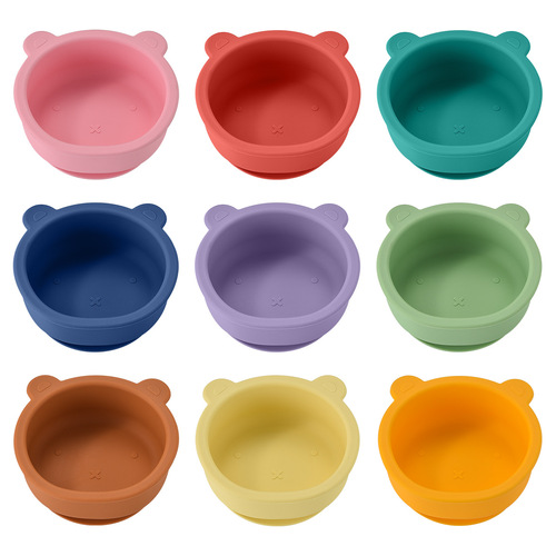 Wholesale Silicone Plates for Children, Cartoon Bear Baby Dishes Set, Silicone Bowl for Baby Food, Silicone Spoon, Maternity and Baby Supplies