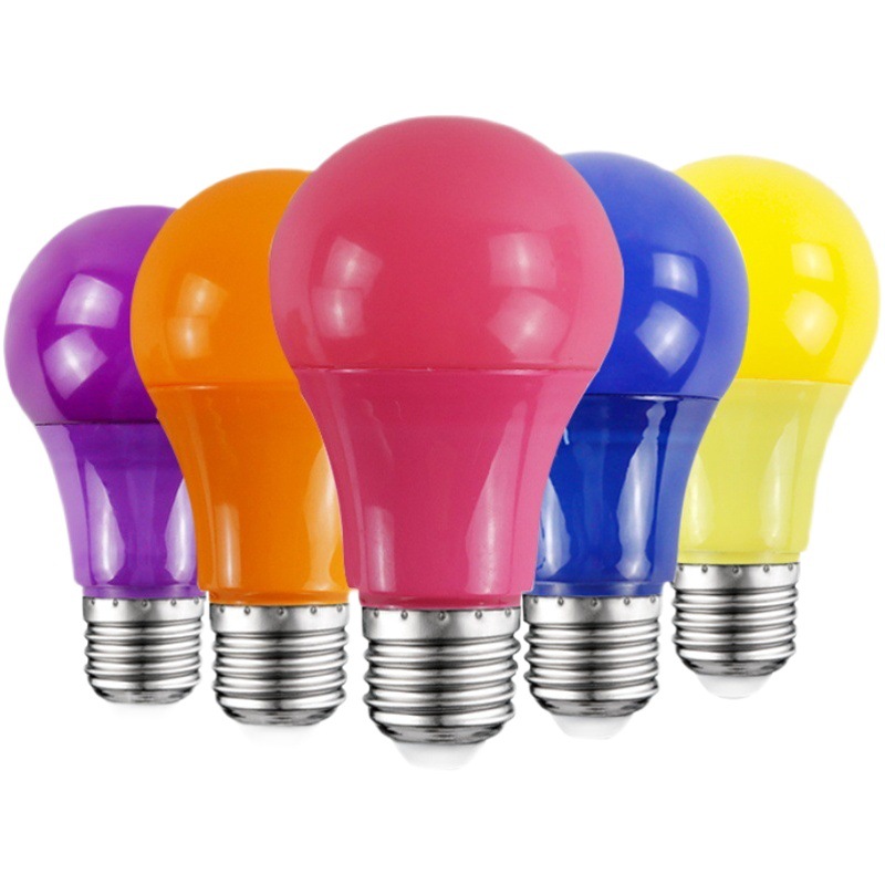 Fabricante de bombillas LED de colores al por mayor, bombilla de rosca E27 de colores, lámpara de decoración navideña, lámpara de ambiente, lámpara LED de bajo consumo