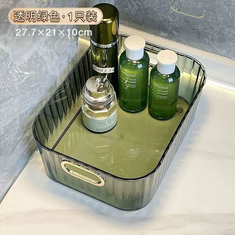 Desktop PET Storage Box (Yayli) — Transparent/Emerald, small–large sizes, handles