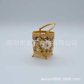 宫廷风铜镀金花丝镂空提篮  古风高端吉祥 铜镀金花丝工艺一桶金
