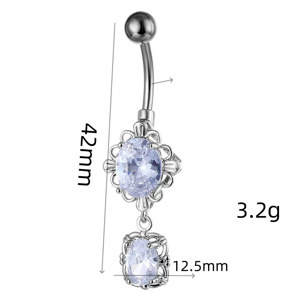 Gold Flower Oval Zircon Belly Button Ring Navel Piercing Jewelry Wholesale detail image 9