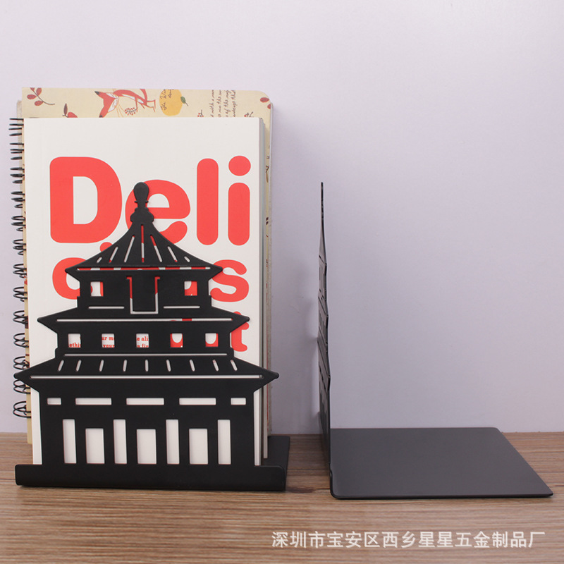 Libro de metal con forma hueca, estante de almacenamiento de libros para estudiantes creativos, libro de oficina de escritorio, personalización al por mayor de soportes para libros