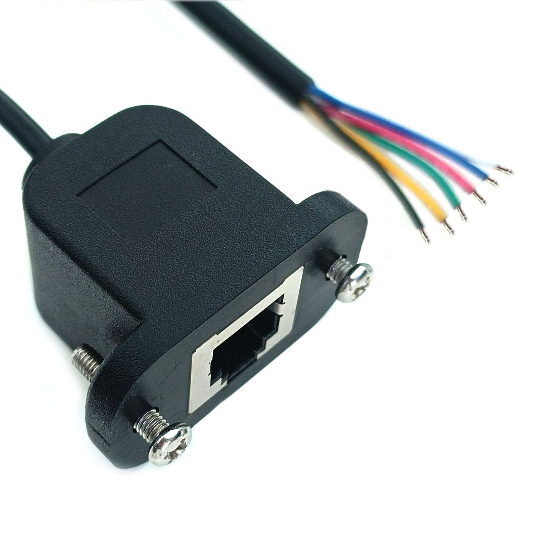 RJ11/RJ12/6P/母头/带耳/M3/螺丝/螺帽/面板型/延长线/电话线/6芯