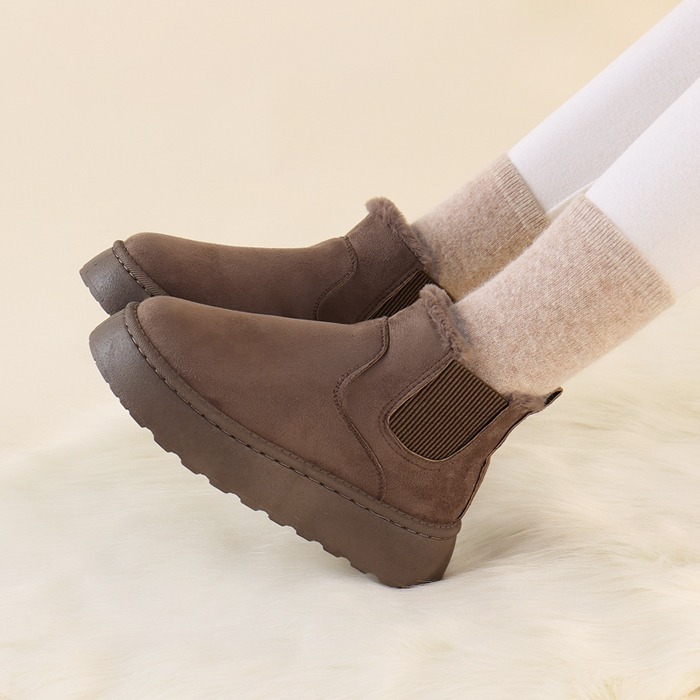 Warm snow boots thickened students a slip-on elastic short cotton boots women's shoes_voghion.com