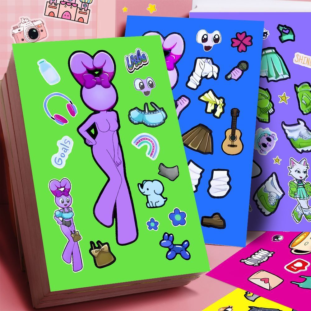 Nueva caja de ritmo sprunki cambio de pegatinas para niños puzzle divertido creativo a mano dibujo de juguetes