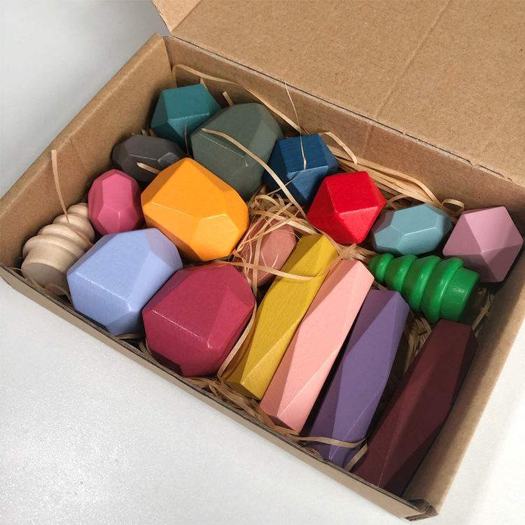Weiweihu Juego de piedra apilada de color de madera Venta caliente transfronteriza de bloques de construcción de Jenga Juguetes educativos de entrenamiento de integración sensorial para niños