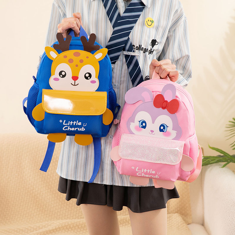2024 New Cartoon Strawberry Bear Dual-Shoulder School Bag Kindergarten First Grade Backpack Student Practical Dual-Shoulder Cute Bag