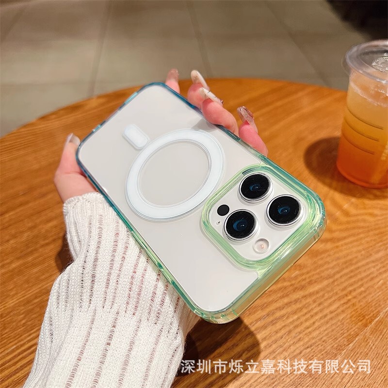 iphone17PROMAX 携帯電話ケースに適した 2 色のグラデーション磁気 Apple 16 アクリル透明保護カバー 15|undefined