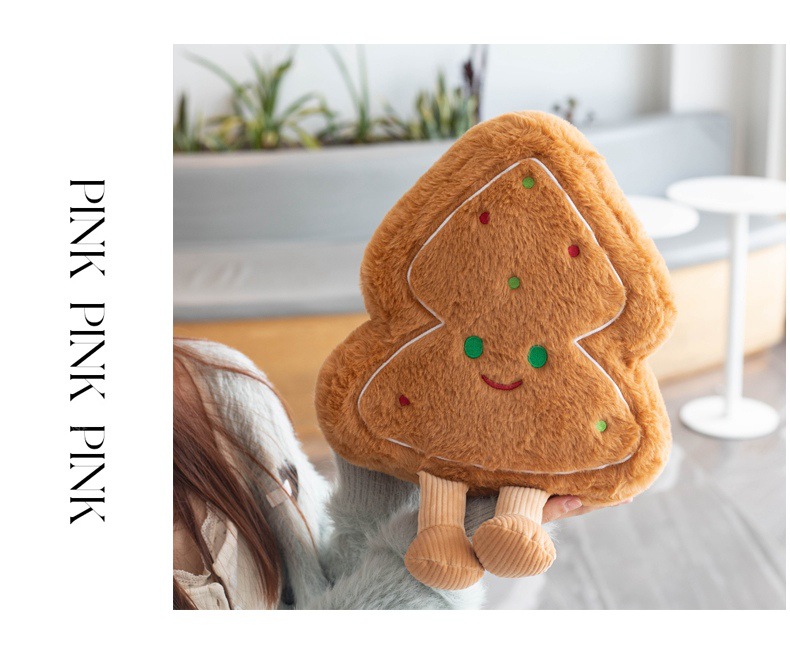 Gemütliches Plüschkissen mit Karamellstern und -baum – Lustiges, von Keksen inspiriertes Weihnachtsgeschenk für Kinder und Jugendliche_voghion.com